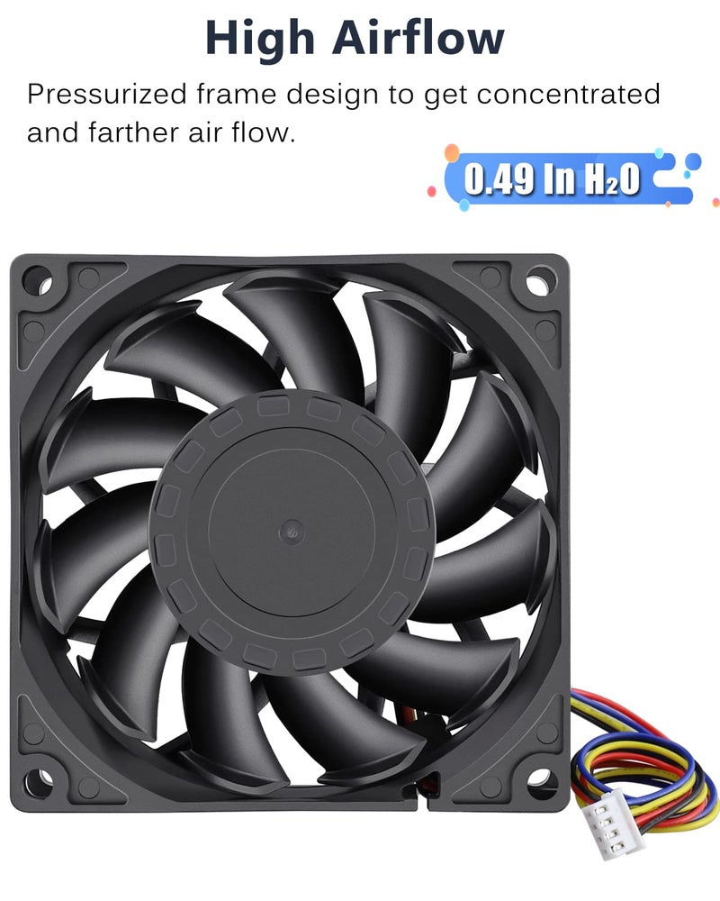 GDSTIME 80mm x 25mm PWM Fan 4-Pin, High Speed 12V 80x8025mm Static Pressure Computer Case PC CPU Cooler Cooling Fan - Image 5